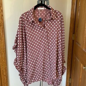 NWT- Pink blush maternity size large, blush with white polkadots